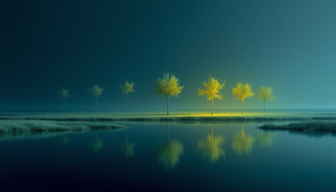 Tree Reflection Night Free Golden Tree Reflections Image - Trees, Reflections, Minimal ...