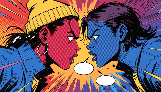 Comic Art Over Rendered Download Intense Comic Confrontation Image - Confrontation, Popart ...