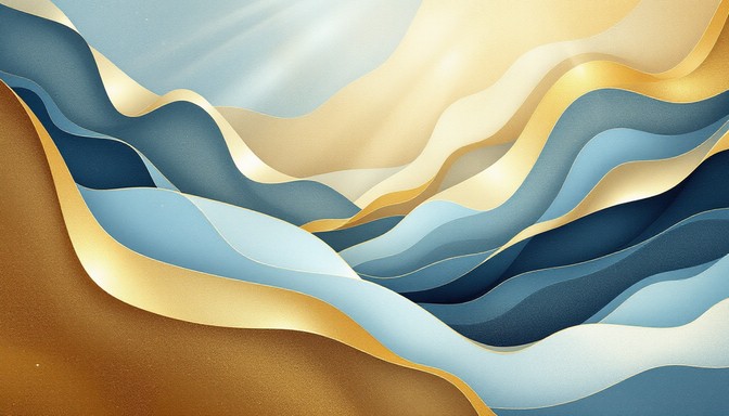 Wave Rising Drawing Free Golden Waves Rising Image - Gold, Blue, Azure | Download at StockCake
