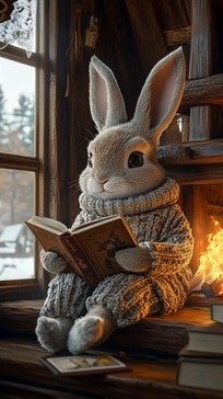 Free Cozy reading bunny Image - Bunny, Reading, Cozy | Download at ...