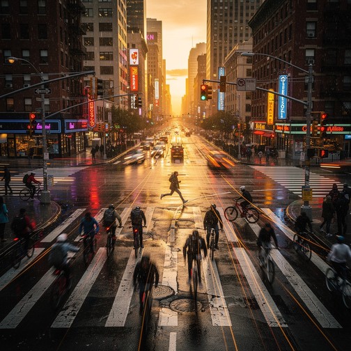 Free City Sunset Rush Image - Intersection, Street, Urban | Download at ...