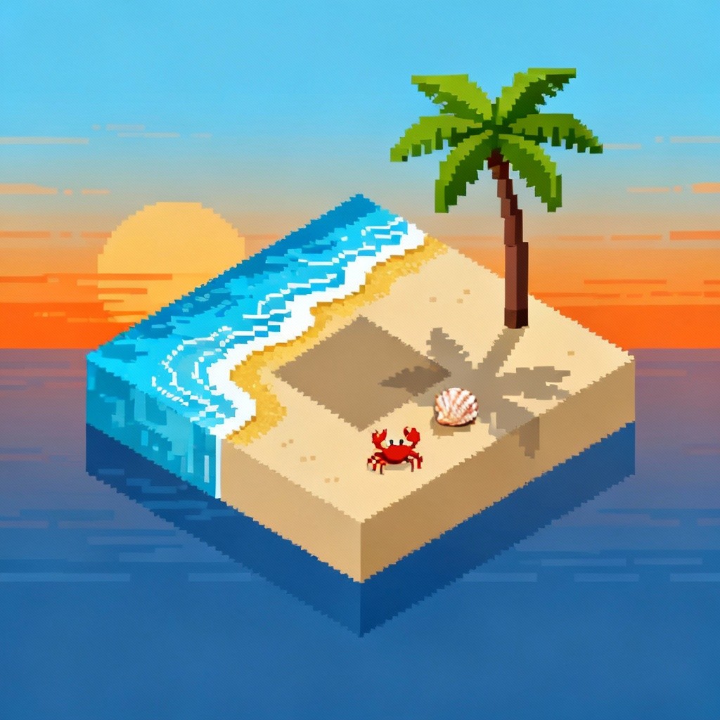 Free Pixel Paradise Beach Image - Isometric, Pixel, Beach | Download at ...
