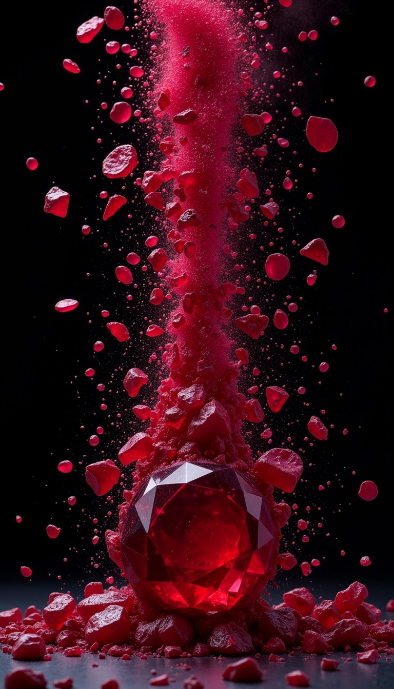 Red Gypsum Crystal Exploding Free Shattering Crimson Gem Image - Ruby, Explosion, Gemstone ...