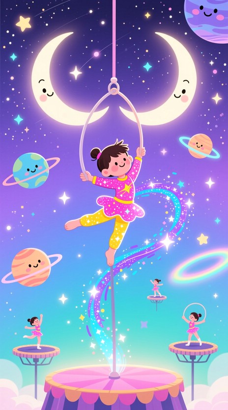 Free Cosmic Circus Acrobat Image - Acrobat, Cosmic, Moons | Download at ...