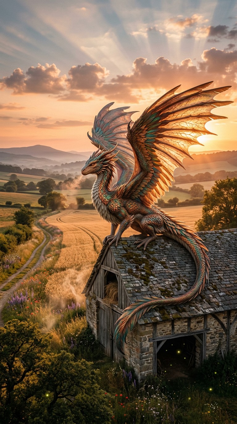 Free Dragon Sunset Guardian Image - Dragon, Fantasy, Creature ...