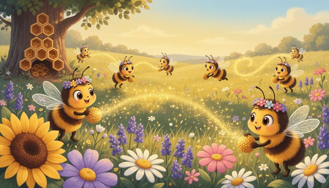 Giltering Bee Free Playful Pollinator Paradise Image - Bumblebees, Bees, Meadow ...