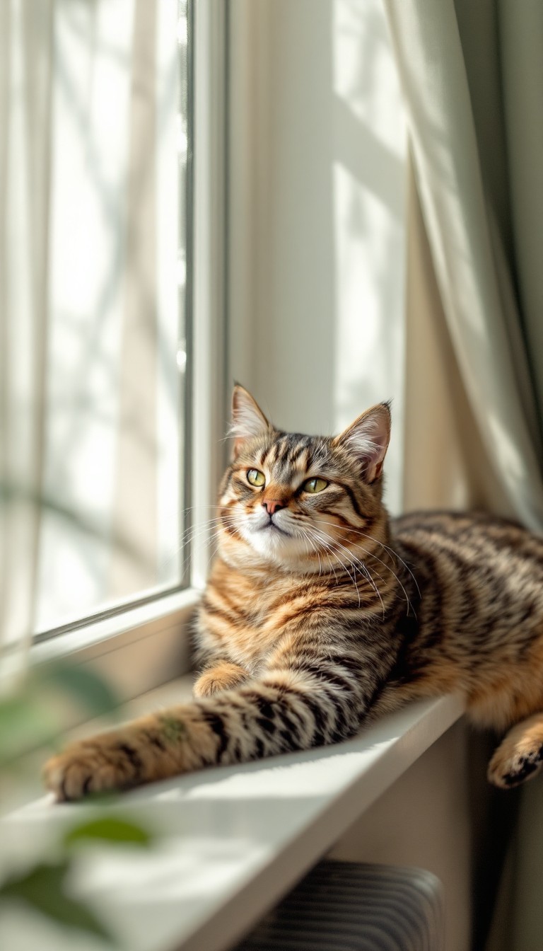 Free Sunlit Window Cat Image - Tabby, Cat, Window | Download at StockCake