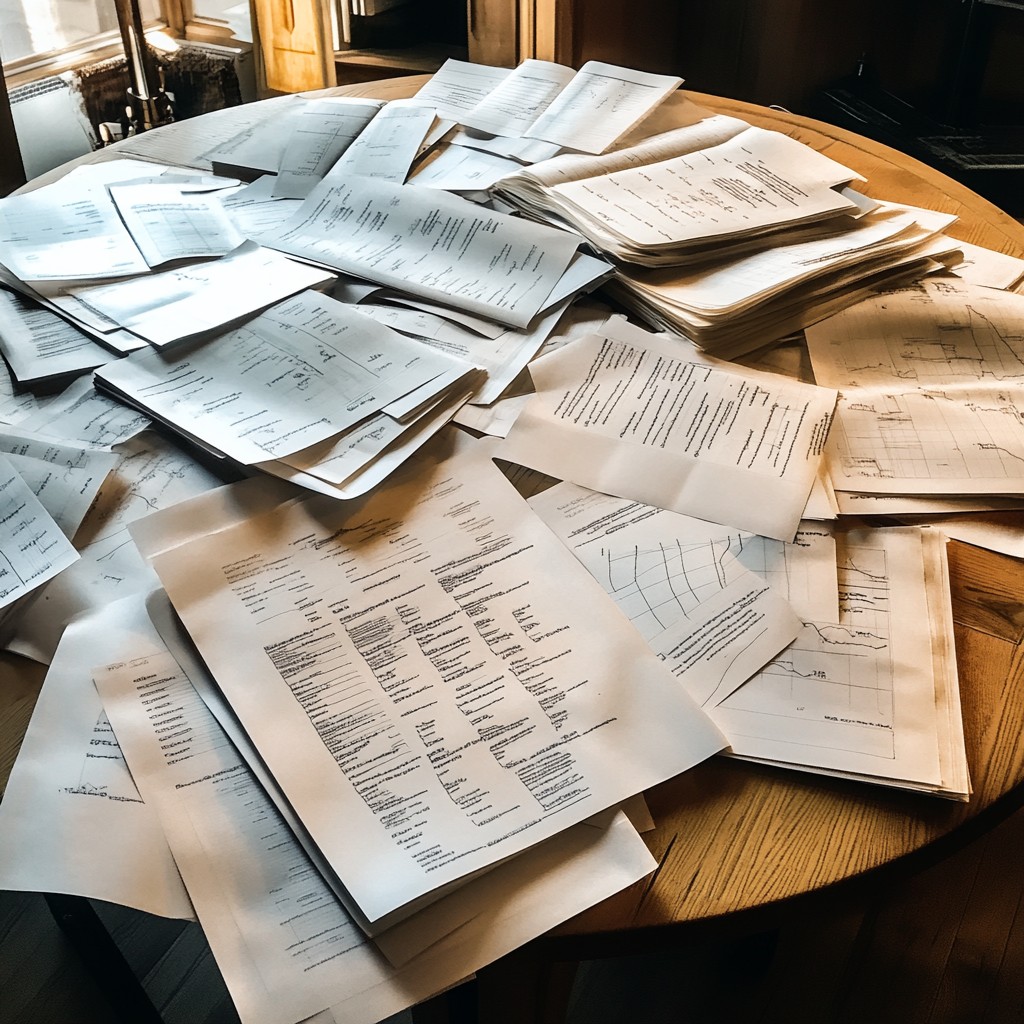 Free Cluttered paperwork spread Image - Paperwork, Documents, Table ...