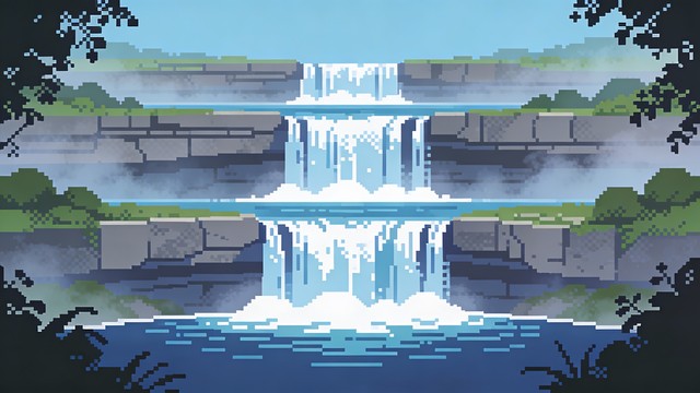 Free Cascading Pixel Paradise Image - Waterfall, Pixel, Cascade ...