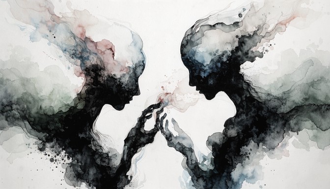 Lean Abstract Background Download Colors In Love Image - Watercolor, Silhouettes, Couple | StockCake