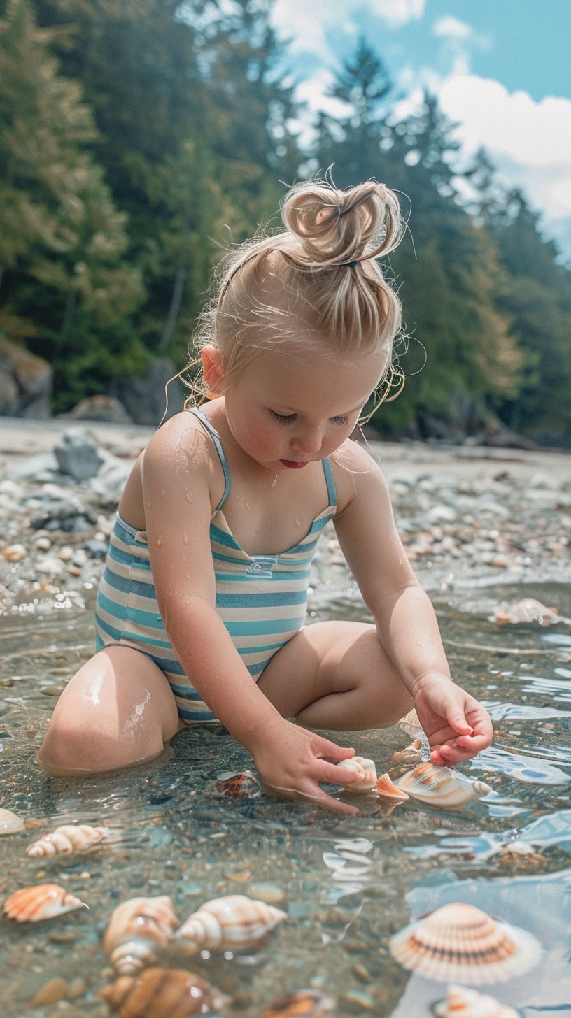 Kid Riding A Shell Free Child Collecting Shells Image - Child, River, Shells | Download at ...