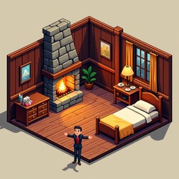 Free Cozy Pixel Inn Image - Inn, Fireplace, Pixel | Download at StockCake