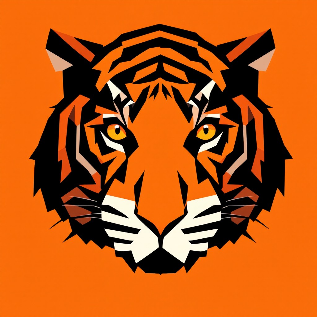Download Geometric Tiger Icon Image - Tiger, Feline, Cat | StockCake