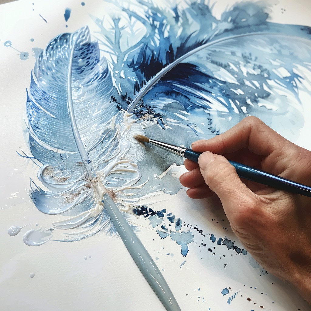 Download Painting Blue Feather Image - Art, Painting, Feather | StockCake
