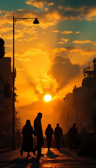 Free Sunset Street Silhouettes Image - Sunset, Silhouettes, Urban ...