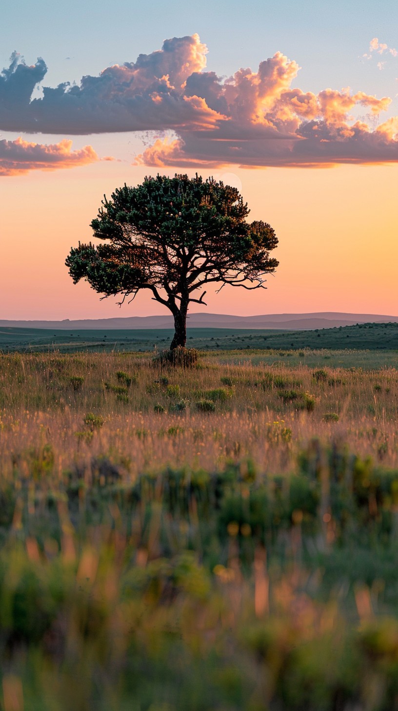 Free Lone Tree Sunset Image - Sunset, Tree, Meadow | Download at StockCake