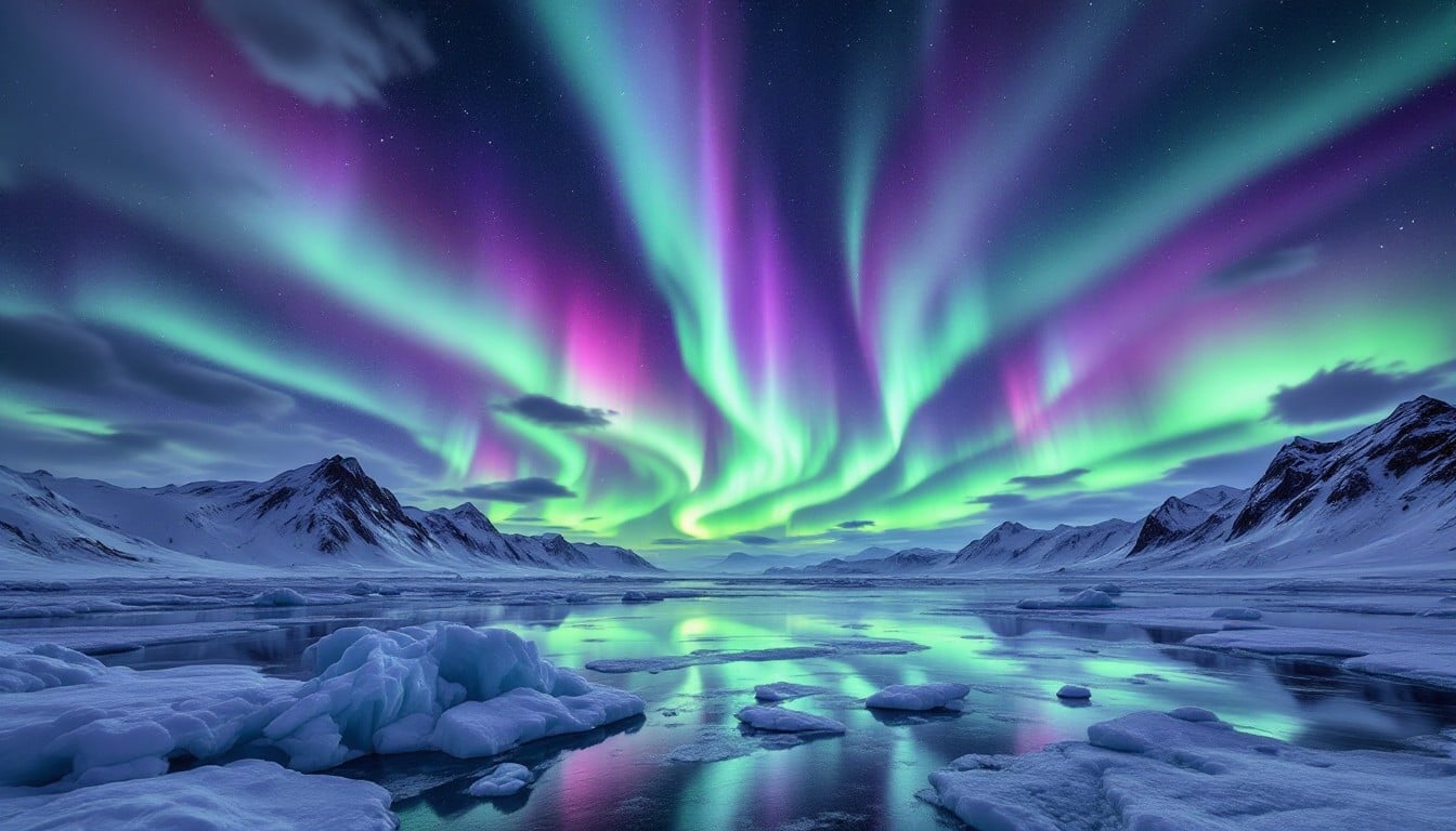 Free Northern Lights Dance Image - Aurora, Mountains, Reflection