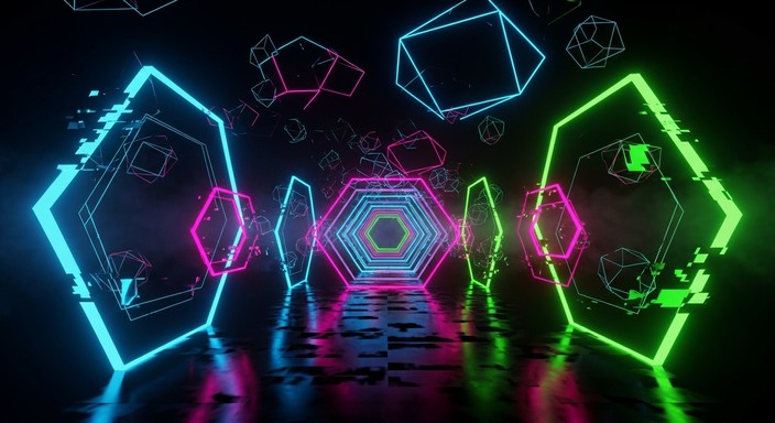 Geometric Capture Light Free Neon Geometric Portal Image | Download at StockCake