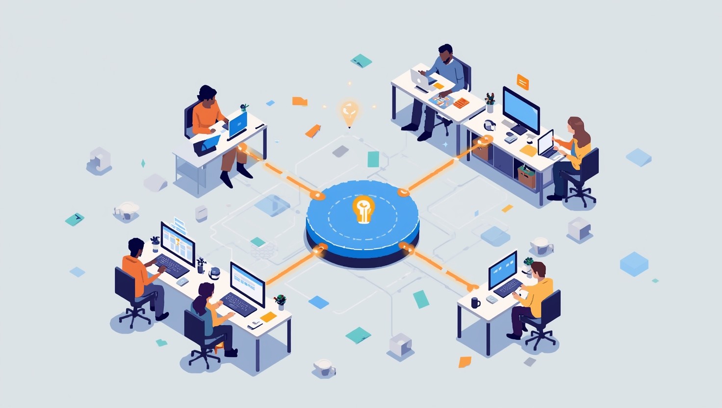 Free Collaborative Data Hub Image - Teamwork, Collaboration, Isometric ...