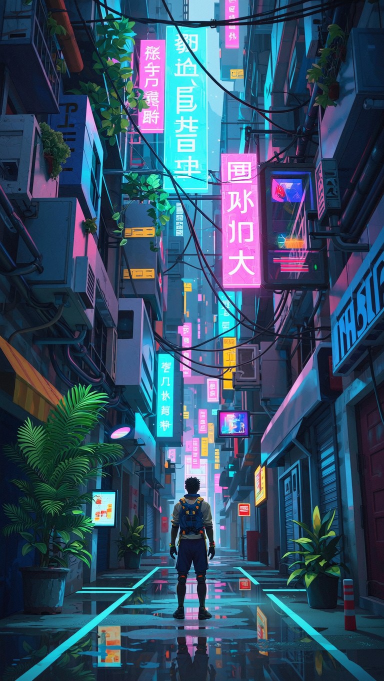 Neon Ai Works Free Neon Rain Walker Photo - Cyberpunk, Neon, Alleyway | Download at ...