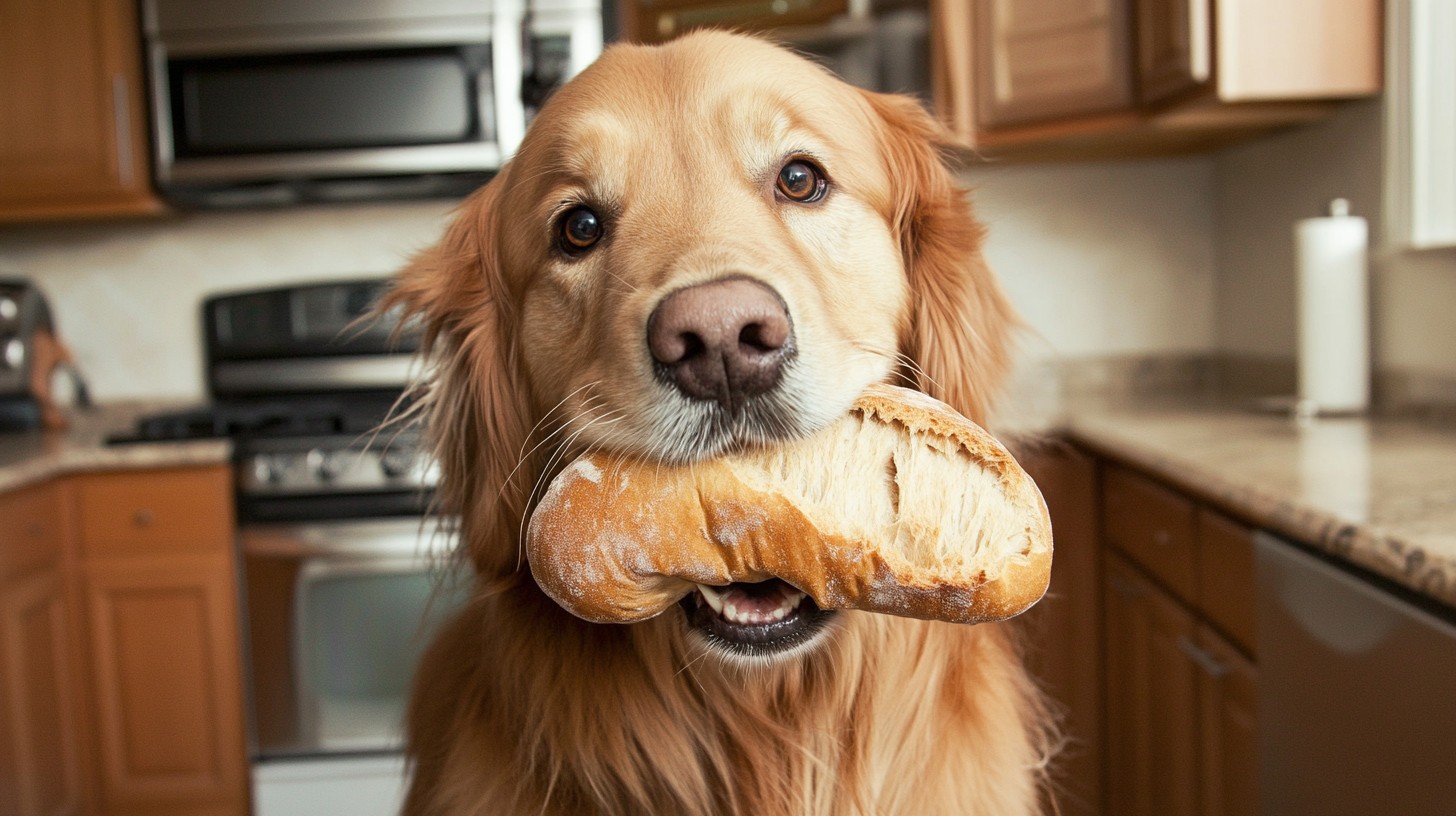 Dog In Bread Free Dog holding bread Image - Dog, Bread, Kitchen | Download at StockCake