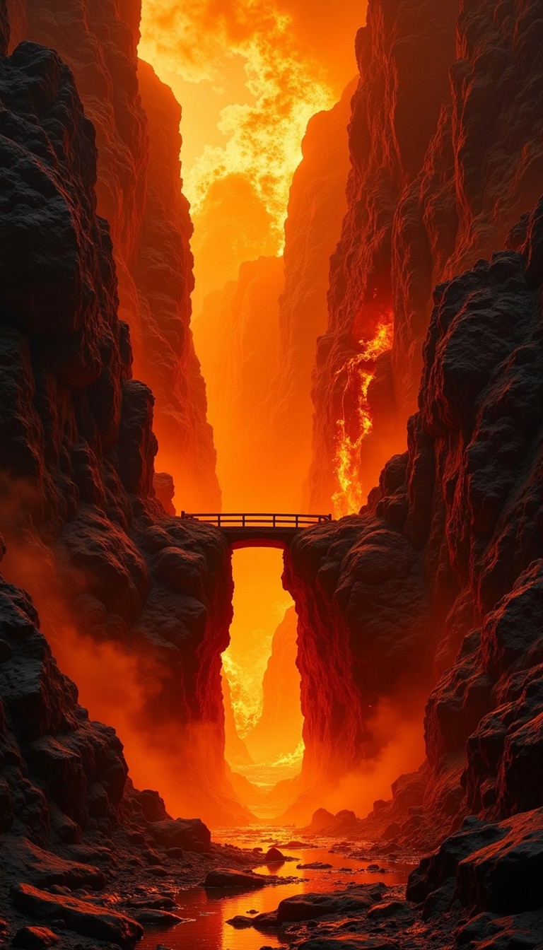 Free Fiery Abyss Passage Photo - Chasm, Bridge, Fire | Download at ...