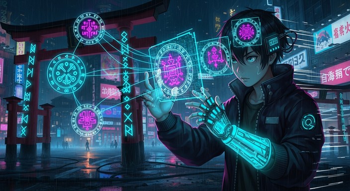 Free Cyber Magic Unleashed Image - Cyberpunk, Hacker, Holographic ...