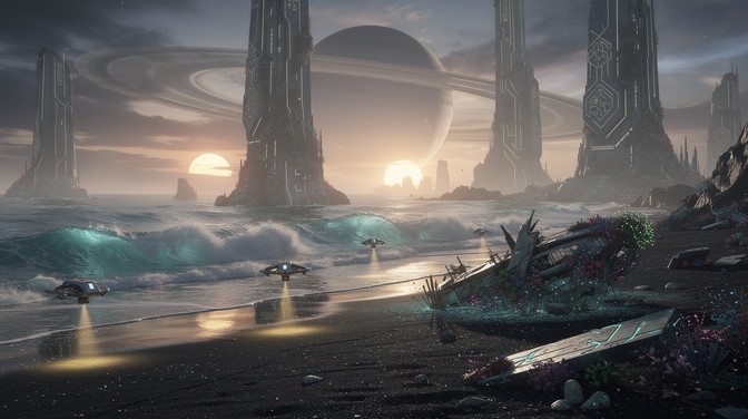 Free Alien Beach Sunset Image - Alien, Beach, Spaceship | Download at ...