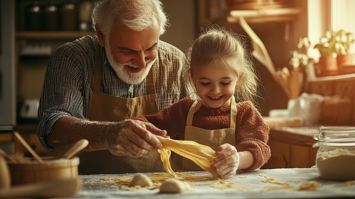 Free Grandfather, granddaughter cooking Image - Grandfather ...