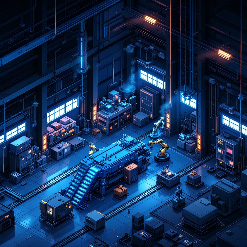 Free Cyberpunk Assembly Line Image - Pixel, Isometric, Digital ...