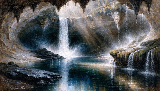 Free Majestic Cave Cascade Image - Waterfall, Cave, Underground ...