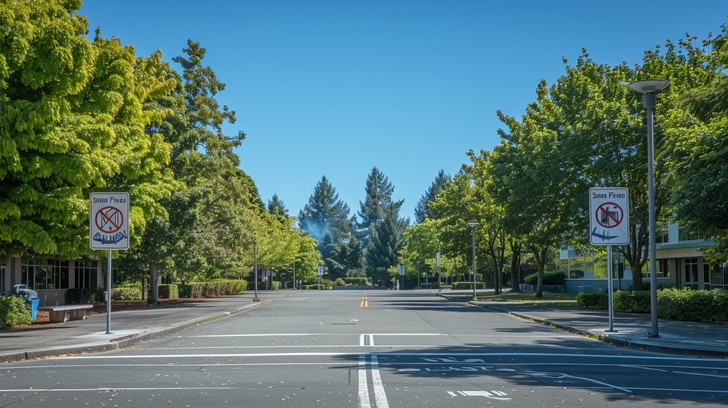 Quiet Rivers Street Free Quiet Street Scene Image - Street, Trees, Sky | Download at StockCake