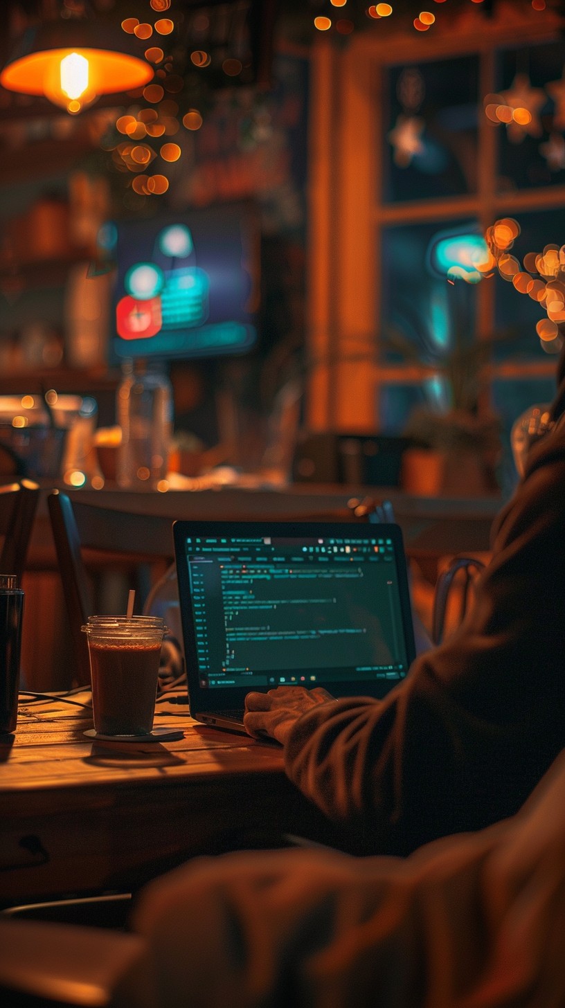 Download Coding at Cafe Image - Coding, Programmer, Laptop | StockCake