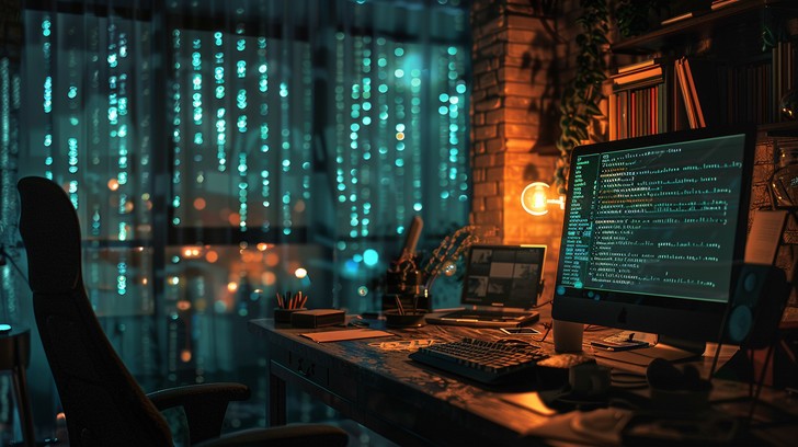 Free Tech workspace glow Image - Technology, Workspace, Coding ...