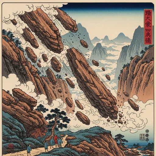 Ukiyo E Rocks Free Cascading Mountain Rocks Image - Ukiyo-e, Woodblock, Mountains ...