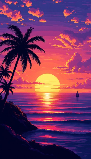Free Pixel Paradise Sunset Image - Sunset, Pixel, Ocean | Download at ...