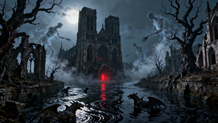 Evil Mist Free Submerged Gothic Cathedral Image - Gothic, Cathedral, Haunting ...