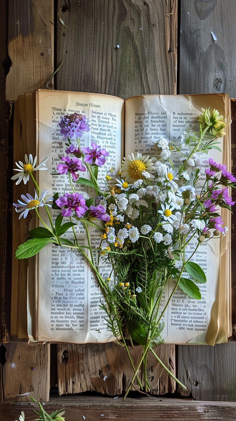 Free Literary Floral Display Image - Book, Flowers, Wildflowers ...
