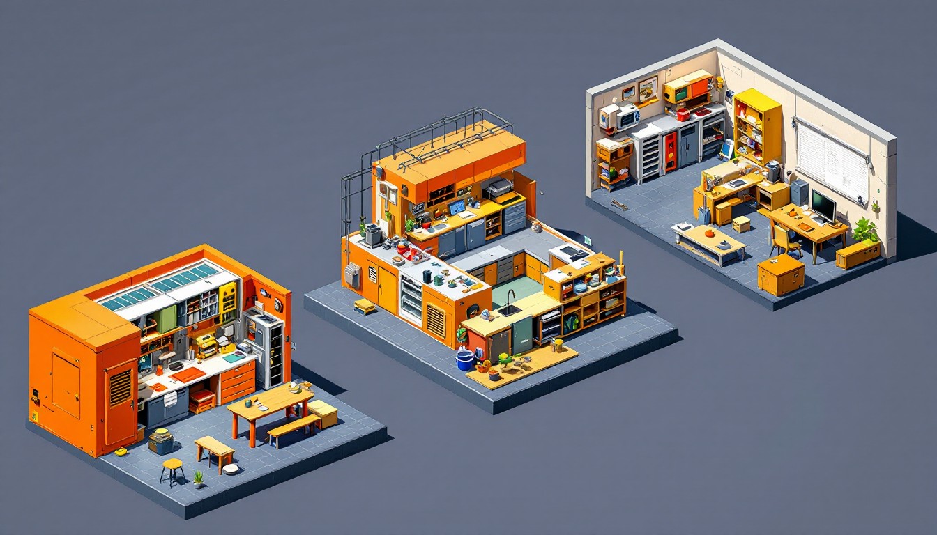 Free Modular Workstation Transforms Image - Isometric, Pixel ...