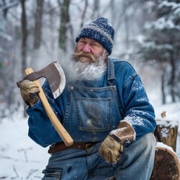 Free Winter Lumberjack Rest Image - Winter, Snow, Lumberjack