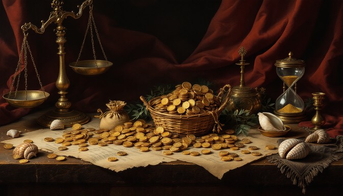 Free Merchant's Golden Treasures Image - Stilllife, Baroque, Coins ...