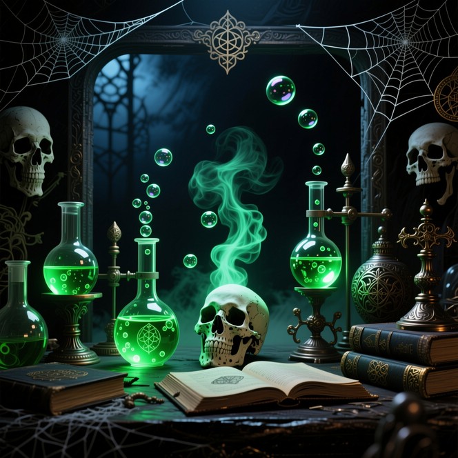 Free Midnight Skull Alchemy Image - Alchemy, Gothic, Potion 