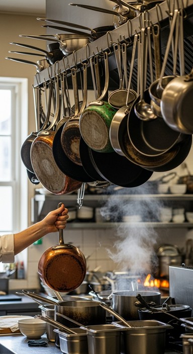 Free Chef's hanging arsenal Image - Cookware, Kitchen, Pots | Download ...