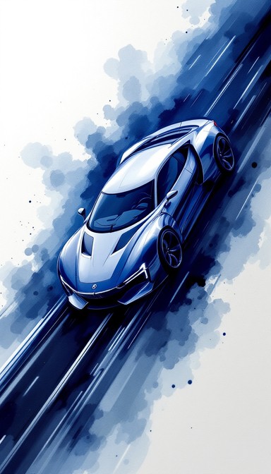 Picture of Free Speeding Through Night Image - Watercolor, Supercar, Speed ...