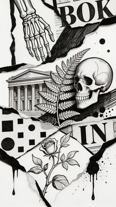 Free Layered Ink Collage Image - Illustration, Collage, Botanical ...