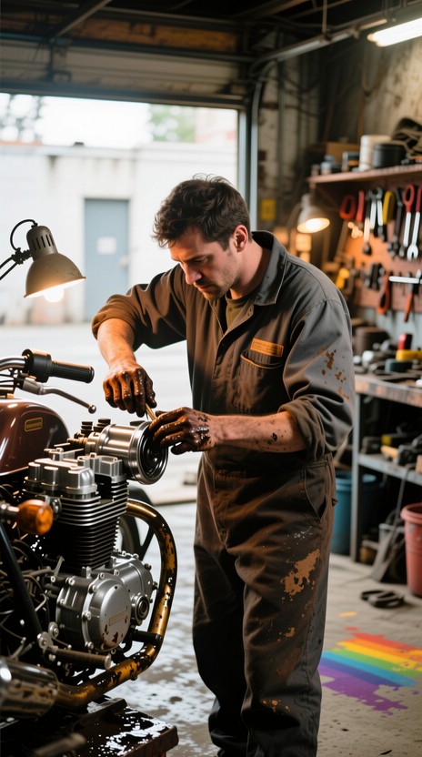 Free Mechanic Fixes Motorcycle Image - Mechanic, Motorcycle, Garage ...