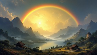 Free Rainbow Over Mountains Image - Rainbow, Mountains, Lake | Download ...