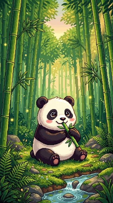 Free Pixel Panda Paradise Image - Panda, Bamboo, Pixel | Download at ...