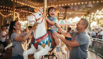 Free First Carousel Ride Image - Carousel, Child, Parents | Download at ...