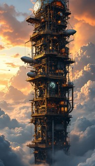 Free Steampunk Tower Rising Image - Steampunk, Tower, Airship ...